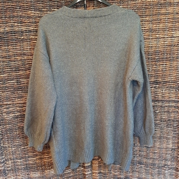 NWT Listicle Soft & Cozy Knit Wool Cardigan Grey Green Longline Oversized Boho - Picture 3 of 6